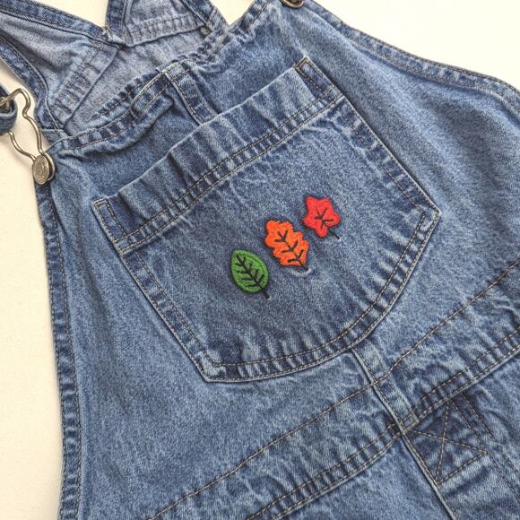 Vintage Circo Overalls Unisex Children's Size 10-12 Denim Fall Leaves - Picture 2 of 6